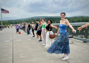 Hundreds join hands on Walkway Over the Hudson to show unity and defend democratic values
